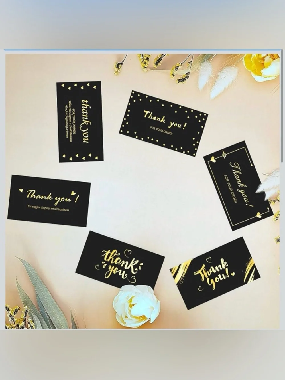 30 Gold Foil Thank You Cards | 6 Elegant Designs | Small Business Packaging